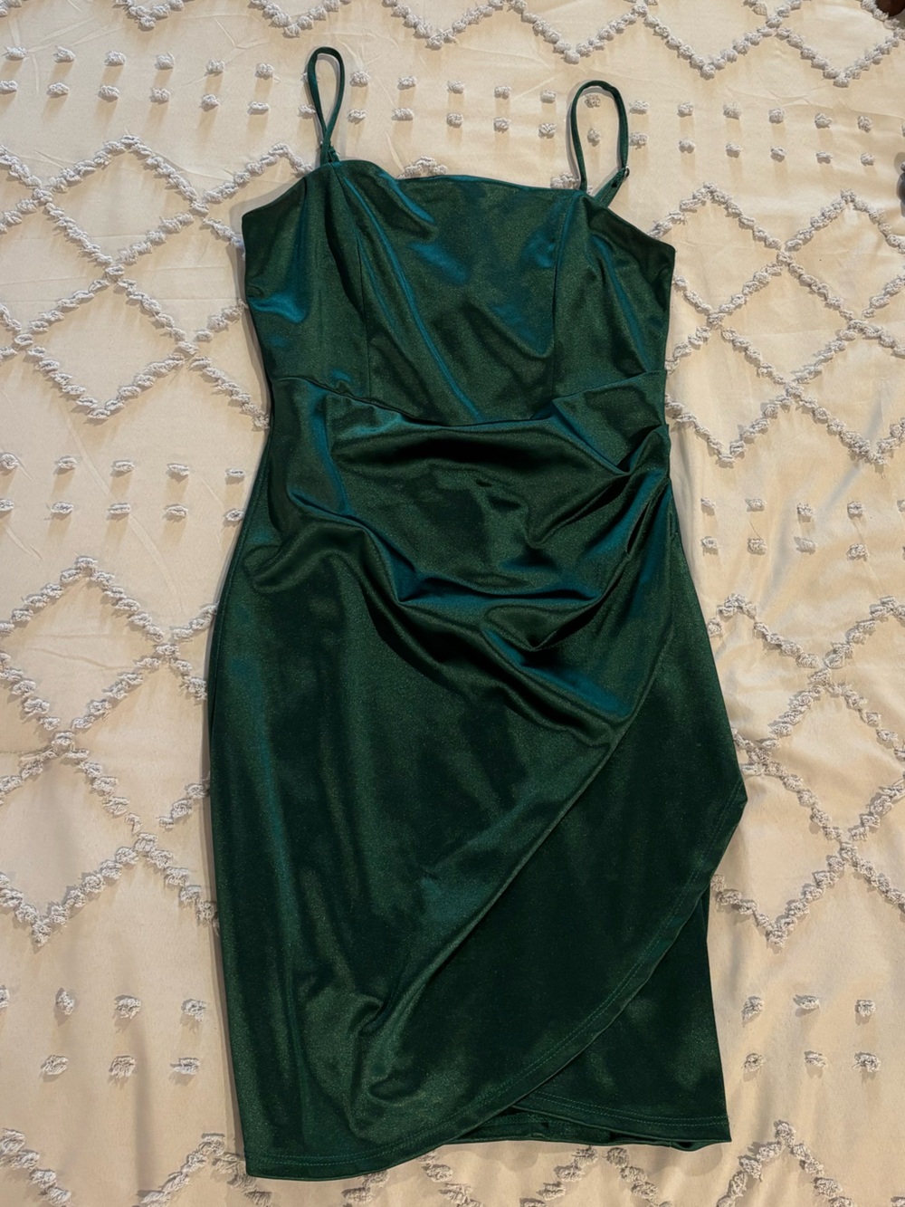 Emerald Sundae Emerald Green Satin Slip with Spaghetti Straps